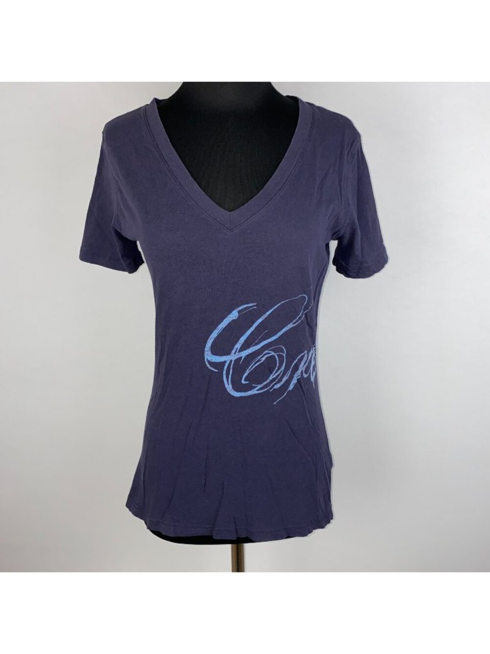 Gap Red Design By John Simpson T-Shirt Womens S V-Neck Graphic Print Cursive